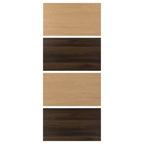 MEHAMN 4 panels for sliding door frame, dark brown oak effect/oak effect, 100x236 cm