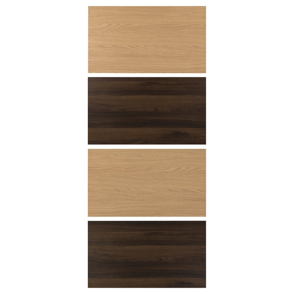 MEHAMN 4 panels for sliding door frame, dark brown oak effect/oak effect, 100x236 cm