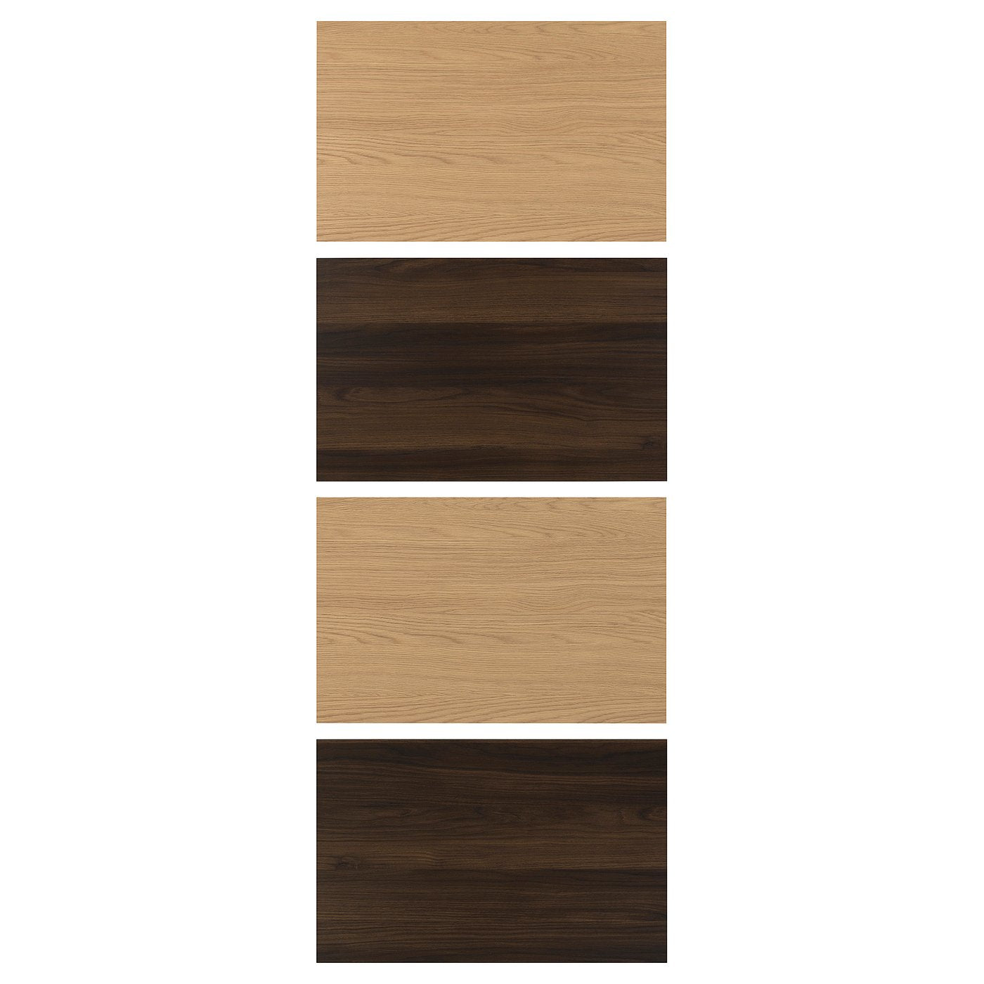 MEHAMN 4 panels for sliding door frame, dark brown oak effect/oak effect, 75x201 cm