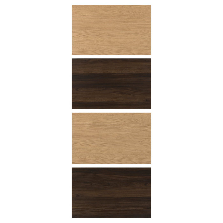 MEHAMN 4 panels for sliding door frame, dark brown oak effect/oak effect, 75x201 cm