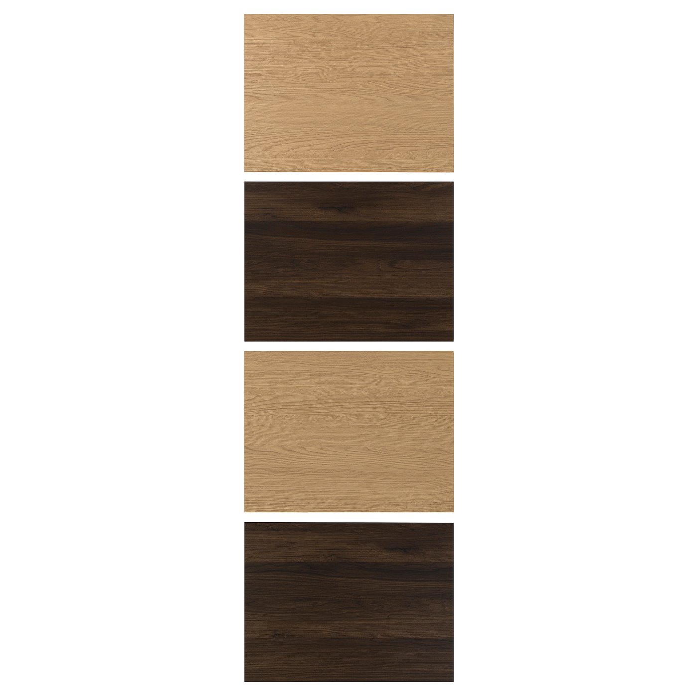 MEHAMN 4 panels for sliding door frame, dark brown oak effect/oak effect, 75x236 cm