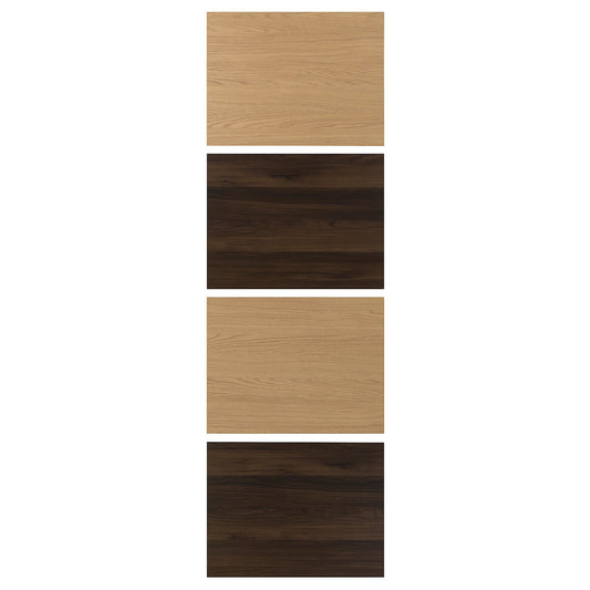 MEHAMN 4 panels for sliding door frame, dark brown oak effect/oak effect, 75x236 cm