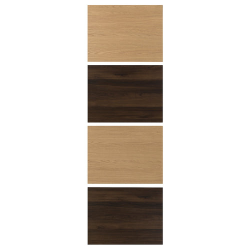 MEHAMN 4 panels for sliding door frame, dark brown oak effect/oak effect, 75x236 cm