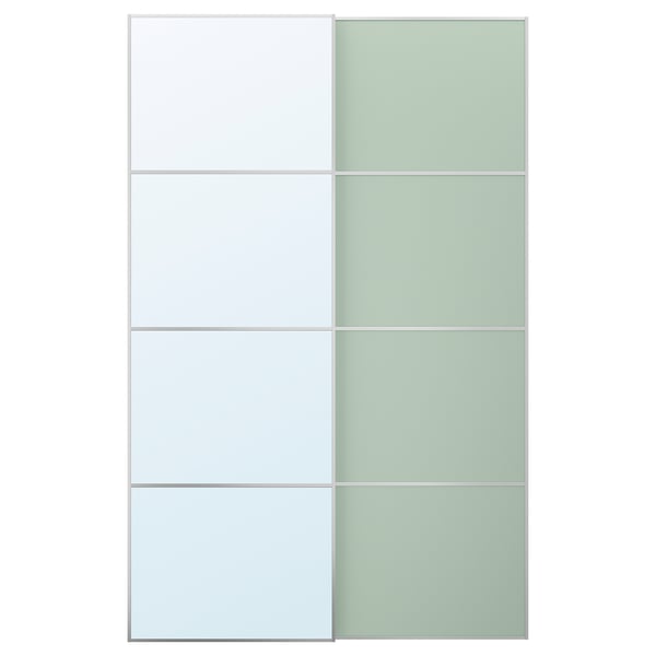 MEHAMN/AULI - MEHAMN/AULI Pair of sliding doors, aluminium double sided/light green mirror glass, 150x236 cm