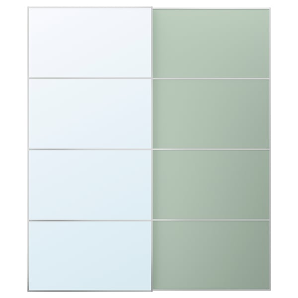 MEHAMN/AULI - MEHAMN/AULI Pair of sliding doors, aluminium double sided/light green mirror glass, 200x236 cm