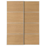 MEHAMN pair of sliding doors, aluminium/double sided oak effect, 150x201 cm