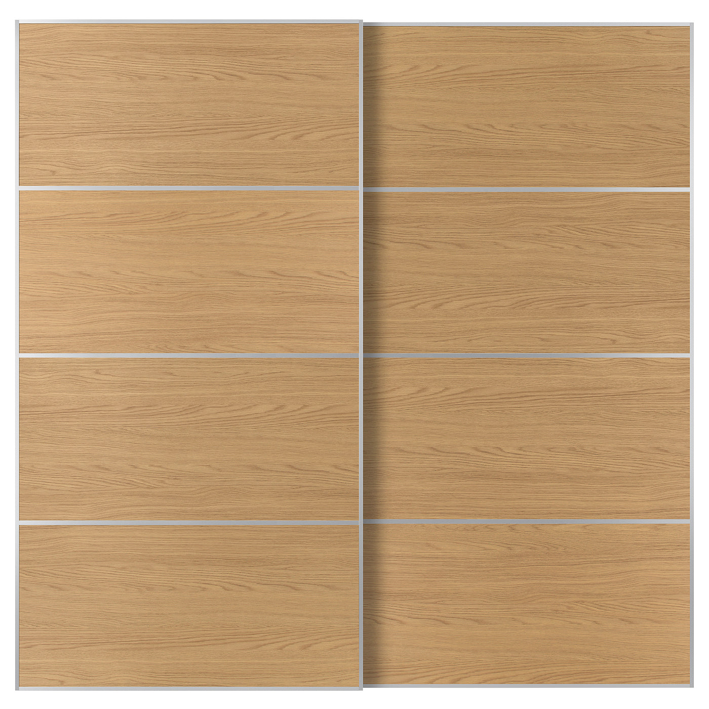 MEHAMN pair of sliding doors, aluminium/double sided oak effect, 200x201 cm