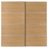 MEHAMN pair of sliding doors, aluminium/double sided oak effect, 200x201 cm