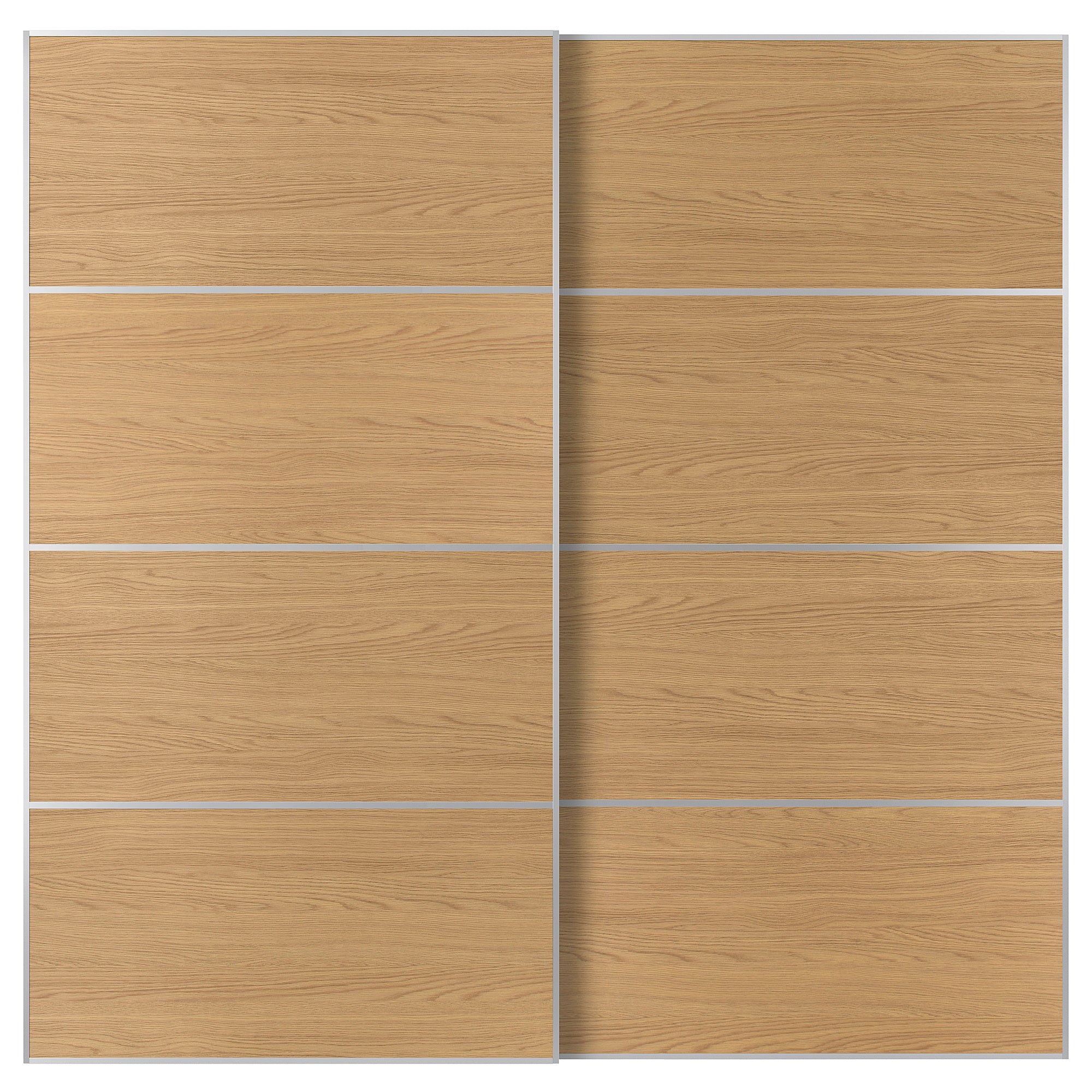 MEHAMN pair of sliding doors, aluminium/double sided oak effect, 200x201 cm