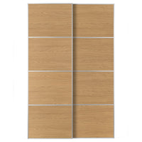 MEHAMN pair of sliding doors, aluminium/double sided oak effect, 150x236 cm