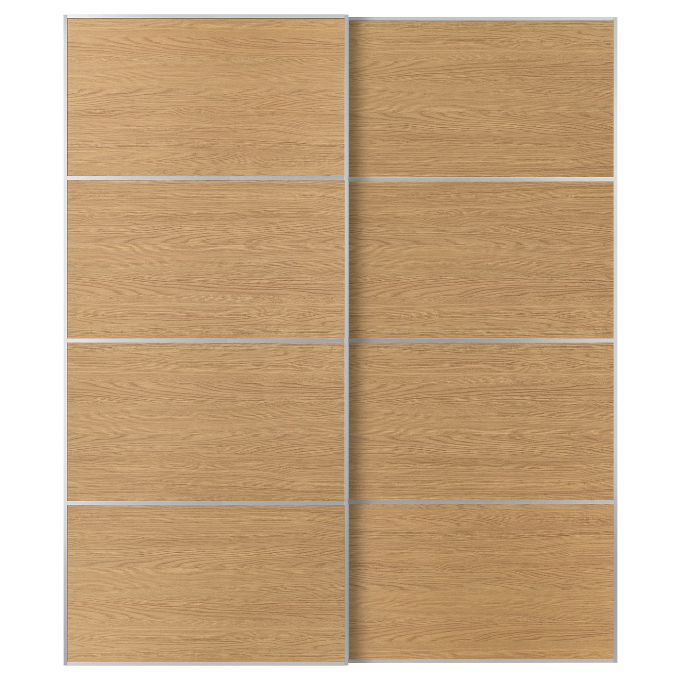 MEHAMN pair of sliding doors, aluminium/double sided oak effect, 200x236 cm