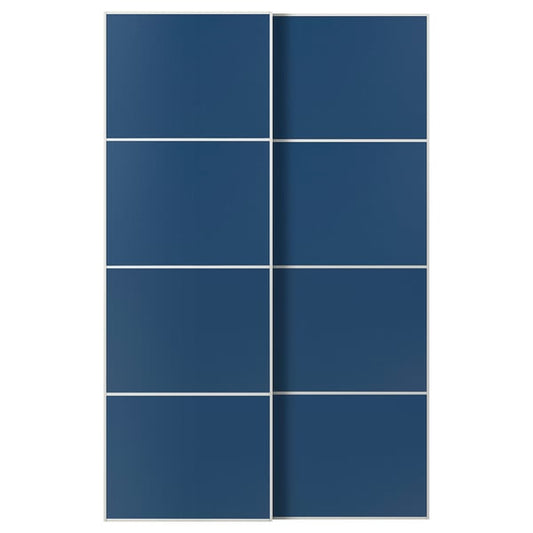MEHAMN pair of sliding doors, white/double-face blue, 150x236 cm