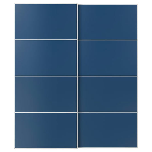 MEHAMN pair of sliding doors, white/double-face blue, 200x236 cm