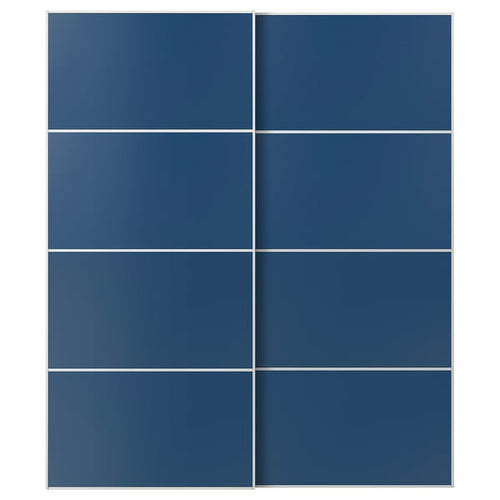 MEHAMN pair of sliding doors, white/double sided blue, 200x236 cm