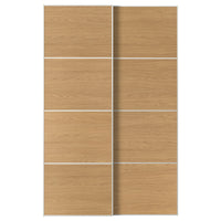 MEHAMN pair of sliding doors, white/double sided oak effect, 150x236 cm