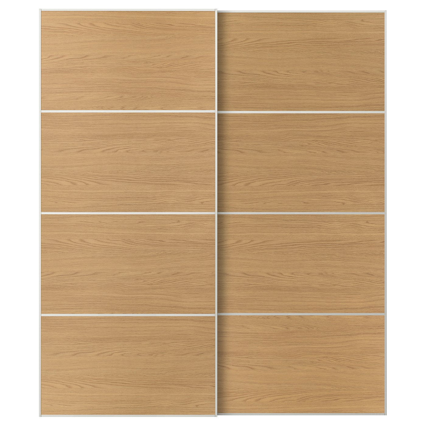 MEHAMN pair of sliding doors, white/double sided oak effect, 200x236x8.0 cm