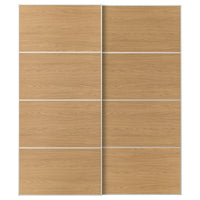 MEHAMN pair of sliding doors, white/double sided oak effect, 200x236 cm