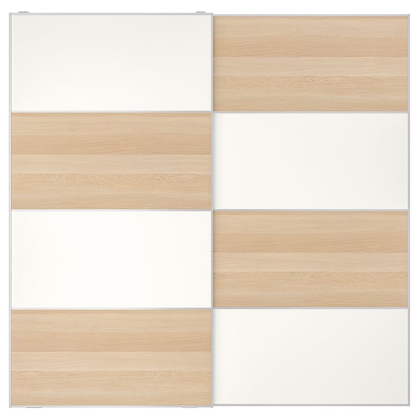 MEHAMN - MEHAMN Pair of sliding doors, double sided/white stained oak effect white, 200x201 cm