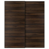 MEHAMN pair of sliding doors, black/double sided dark brown oak effect, 200x236 cm