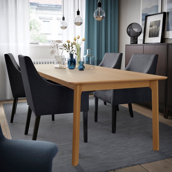 MELLANSEL extendable table, oak veneer, 220/320x95 cm