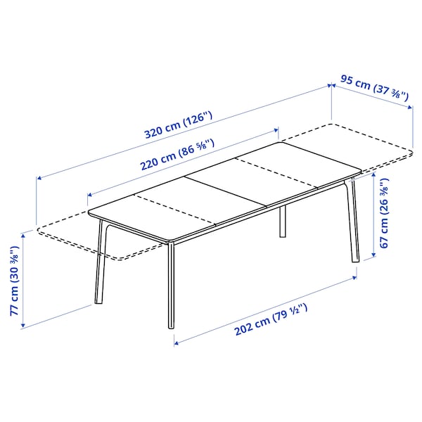 MELLANSEL - Extending table, oak veneer, , 220/320x95 cm