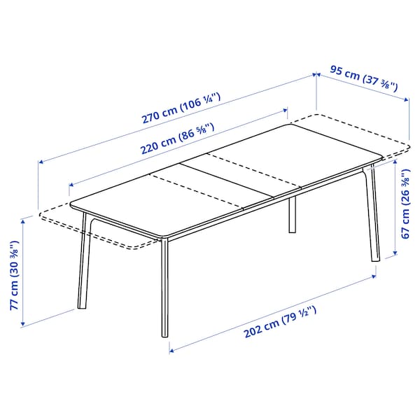 MELLANSEL - Extending table, oak veneer, , 220/270x95 cm