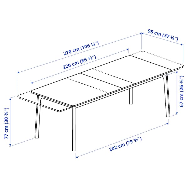 Ikea MELLANSEL - Extending table, oak veneer, , 220/270x95 cm