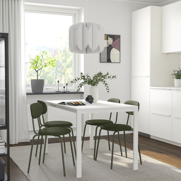 MELLTORP / ÖSTANÖ - Table and 4 chairs, white white/Remmarn green,125 cm