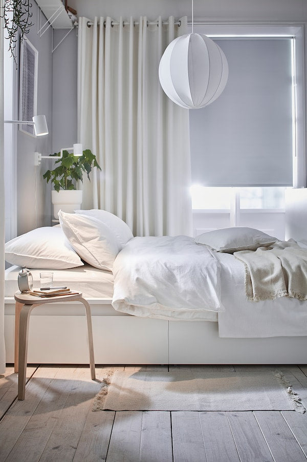 MERETE room darkening curtains, 1 pair, white/with eyelets, 145x300 cm