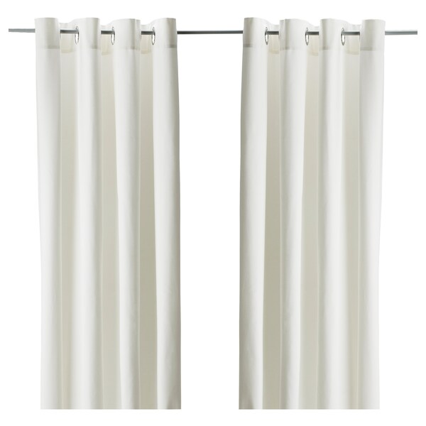 MERETE room darkening curtains, 1 pair, white/with eyelets, 145x300 cm