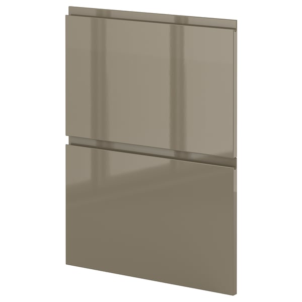 METOD - 2 fronts for dishwasher, Voxtorp high-gloss dark grey-brown, 60 cm