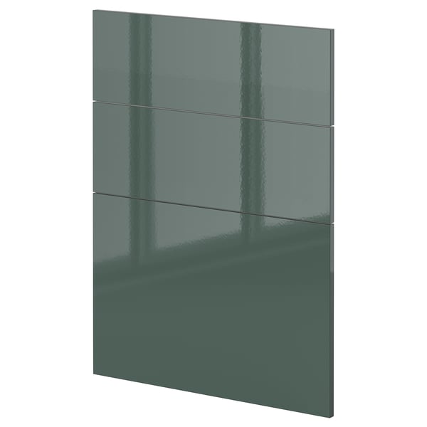 METOD - METOD 3 fronts for dishwasher, Kallarp high-gloss dark grey-green, 60 cm