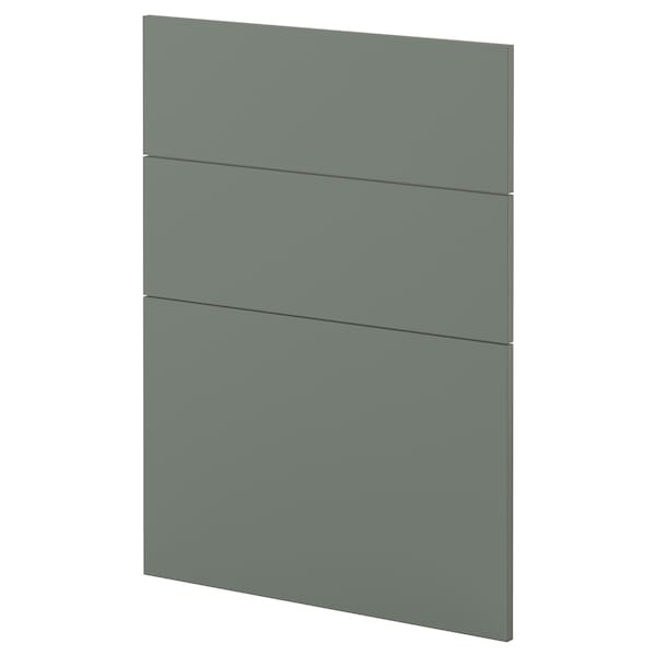 METOD - 3 fronts for dishwasher, Nickebo/matt grey-green, 60 cm
