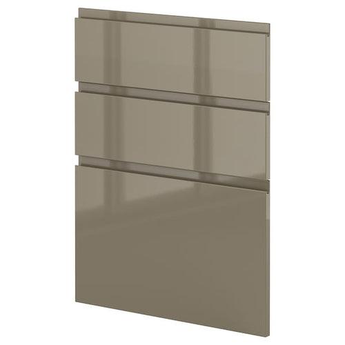 METOD - METOD 3 fronts for dishwasher, Voxtorp high-gloss dark grey-brown, 60 cm