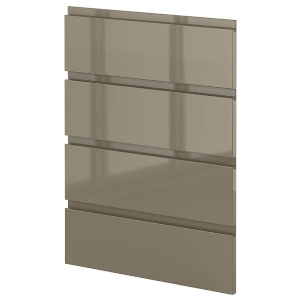 METOD - 4 fronts for dishwasher, Voxtorp high-gloss dark grey-brown, 60 cm