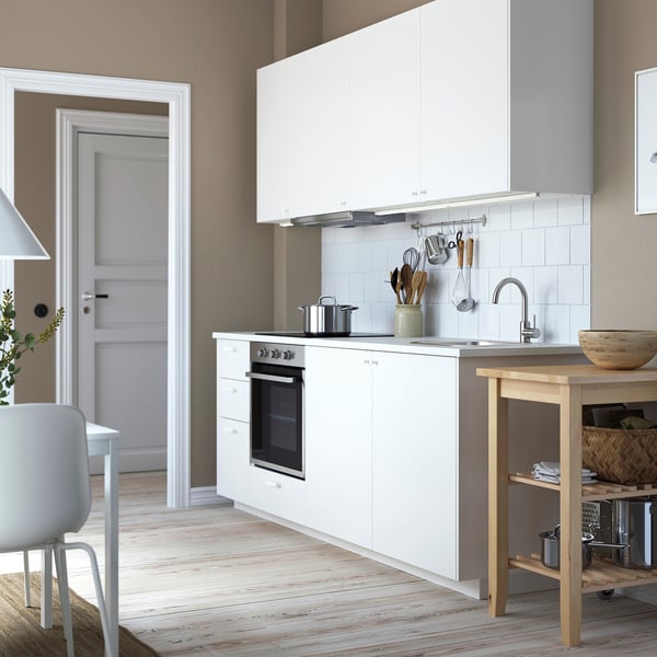 METOD kitchen, white/Veddinge white, 230x60x227 cm