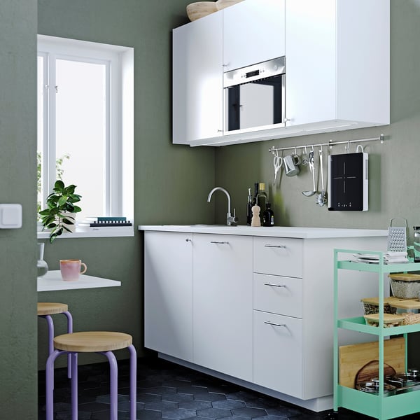 METOD kitchen, white/Veddinge white, 170x60x227 cm