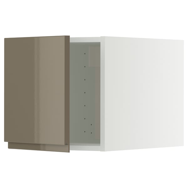 METOD top cabinet, white/Voxtorp high-gloss dark grey-brown, 40x40 cm