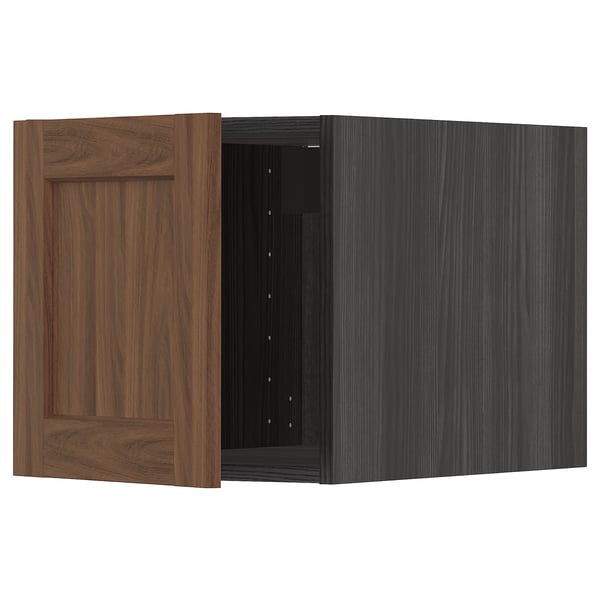 METOD - METOD Top cabinet, black Enköping/brown walnut effect, 40x40 cm