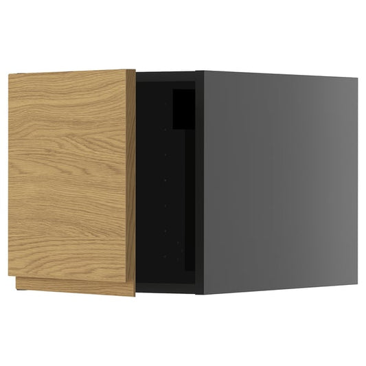 METOD - METOD Top cabinet, black-grey/Voxtorp oak effect, 40x40 cm