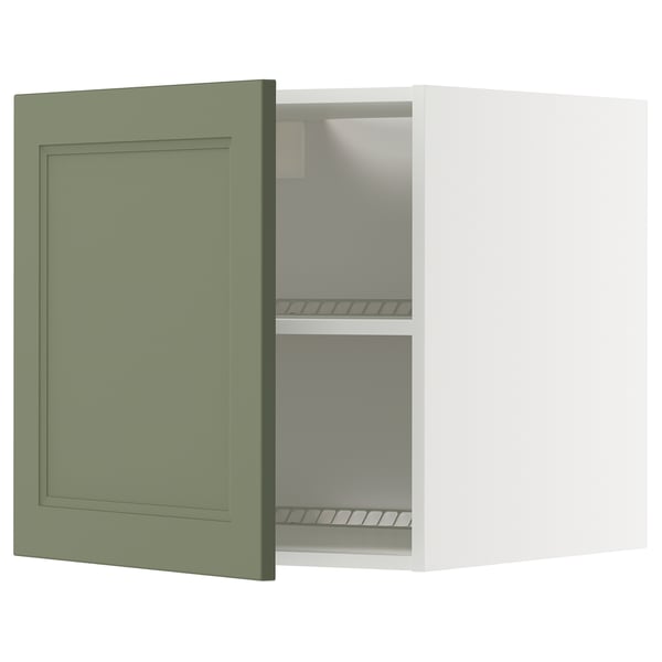 METOD - METOD Top cabinet for fridge/freezer, white/Axstad grey-green, 60x60 cm