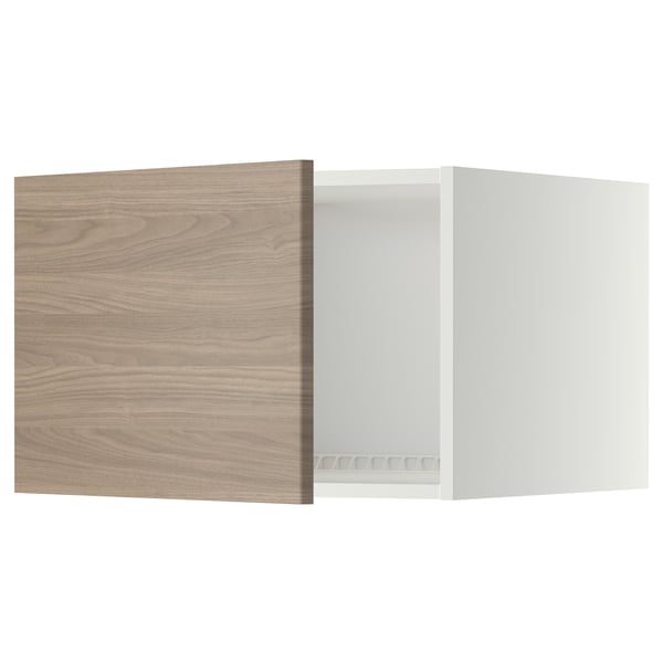 METOD top cabinet for fridge/freezer, white/Brokhult light grey