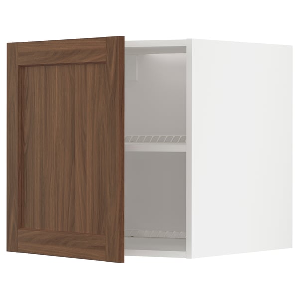 METOD - METOD Top cabinet for fridge/freezer, white Enköping/brown walnut effect, 60x60 cm