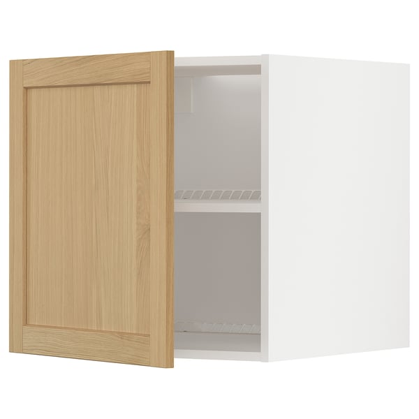 METOD - METOD Top cabinet for fridge/freezer, white/Forsbacka oak, 60x60 cm