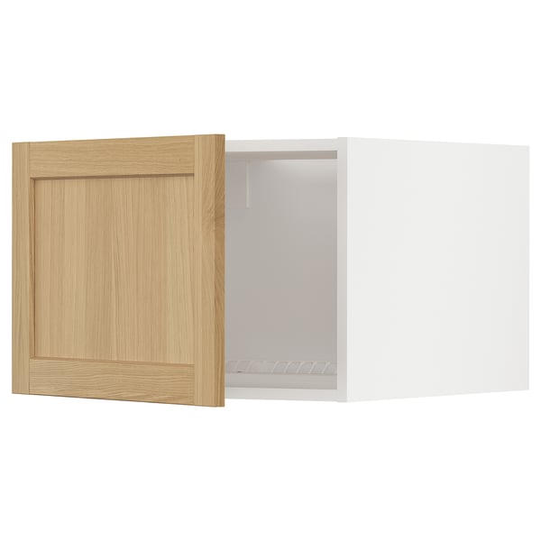 METOD - METOD Top cabinet for fridge/freezer, white/Forsbacka oak, 60x40 cm