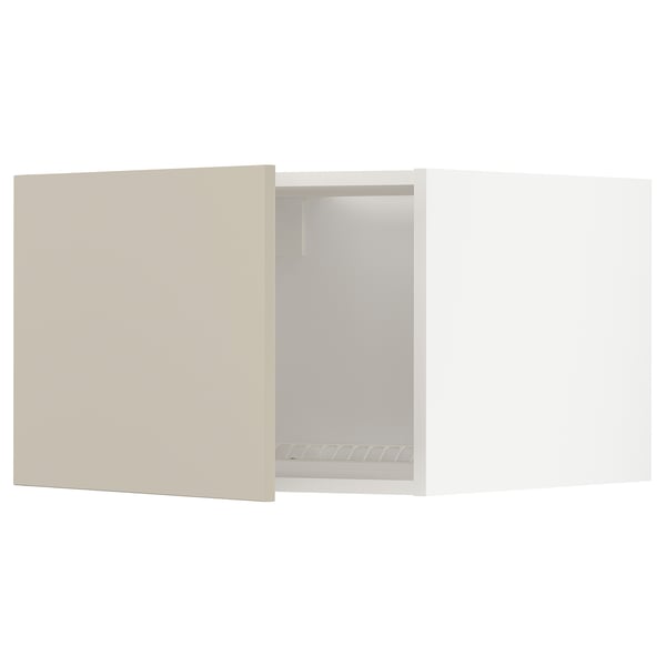 METOD - METOD Top cabinet for fridge/freezer, white/Havstorp beige, 60x40 cm
