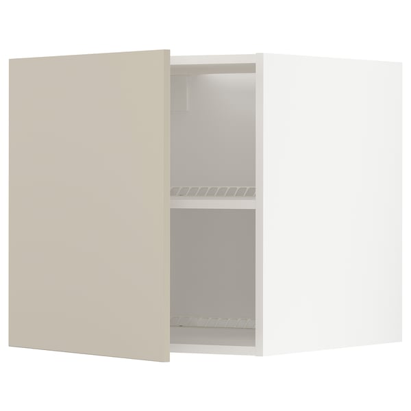 METOD top cabinet for fridge/freezer, white/Havstorp beige, 60x60 cm
