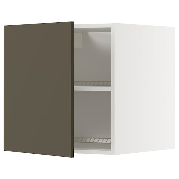 METOD - Top cabinet for fridge/freezer, white/Havstorp brown-beige, 60x60 cm