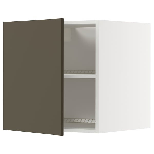 METOD top cabinet for fridge/freezer, white/Havstorp brown-beige, 60x60 cm
