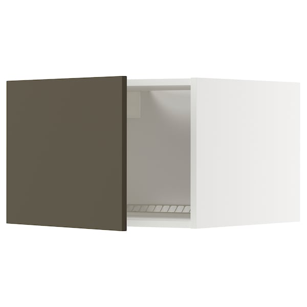 METOD - Top cabinet for fridge/freezer, white/Havstorp brown-beige, 60x40 cm